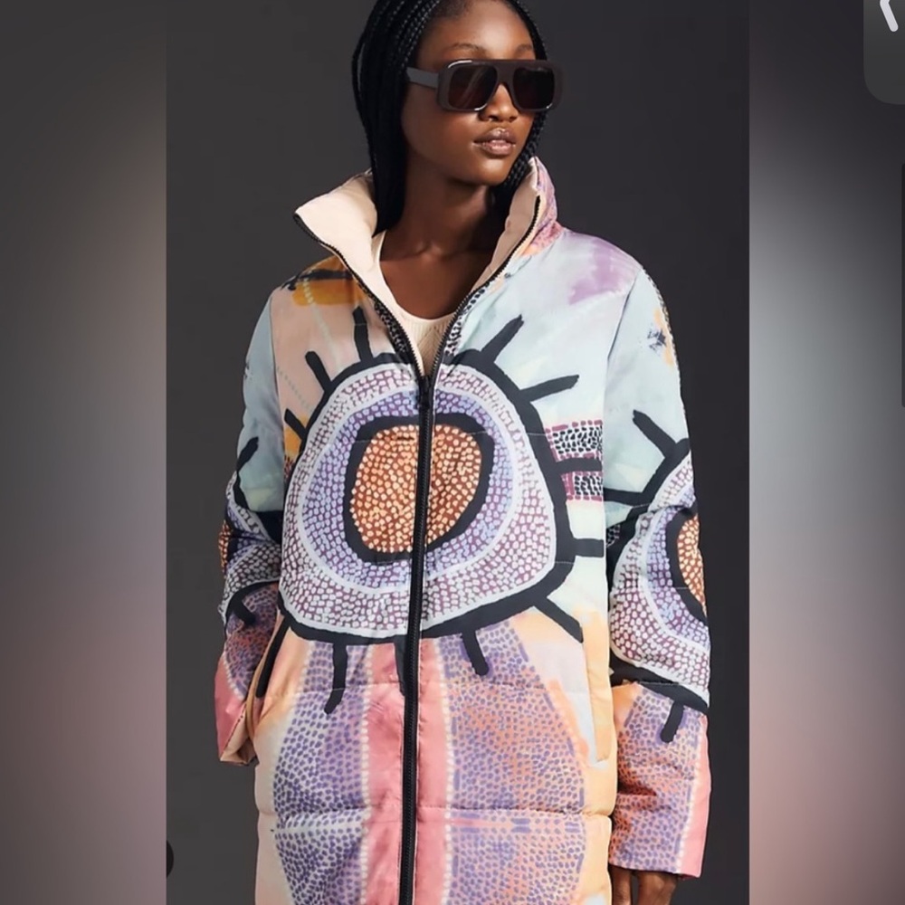 Anthropologie Unreal Fur Awari Puffer Coat Size L - Picture 4 of 11